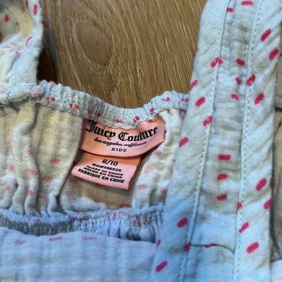 Juicy Couture Girls Light Blue Embroidered Stitch Tiered Pom Dress Size 8/10 - Picture 3 of 8